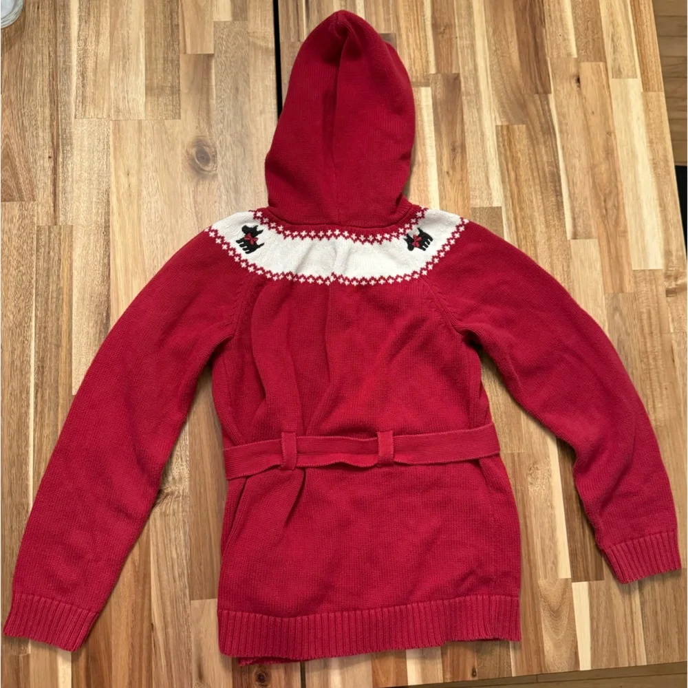 Gymboree Girls Red Scottie Dog‎ Hooded Belted Cardigan Sweater Size 10 Cotton